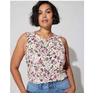 Torrid Rayon Slub Ruffle Mock Neck Tank